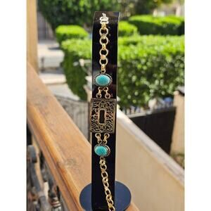Handmade Turquoise & Arabic Engraving Bracelet